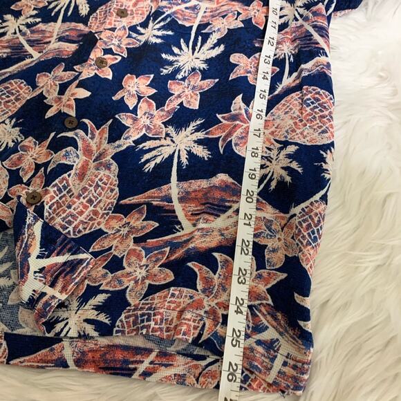 Caribbean Silk Tropical Short Sleeve Button Front Hawaiian Shirt Size XL Floral - Picture 8 of 8